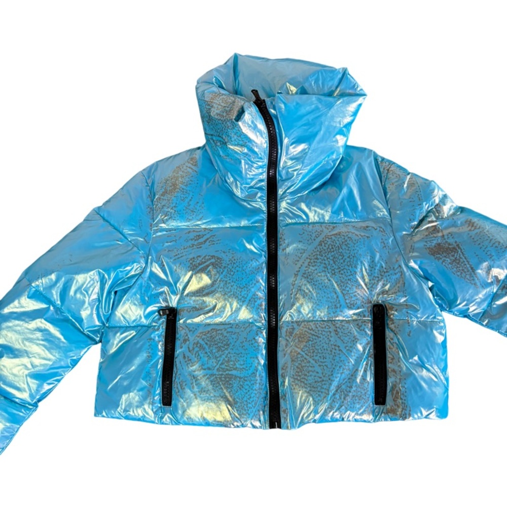 Canadian Club glossy-effect cropped High Neck puffer jacket Size Small